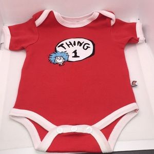 Dr. Seuss by Bumkins Thing 1 Infant Baby Bodysuit Red Size 3 Months